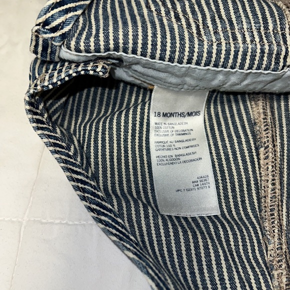 Size 18 Month Infant OshKosh Classic Railroad Stripe Overalls EUC - Picture 5 of 6